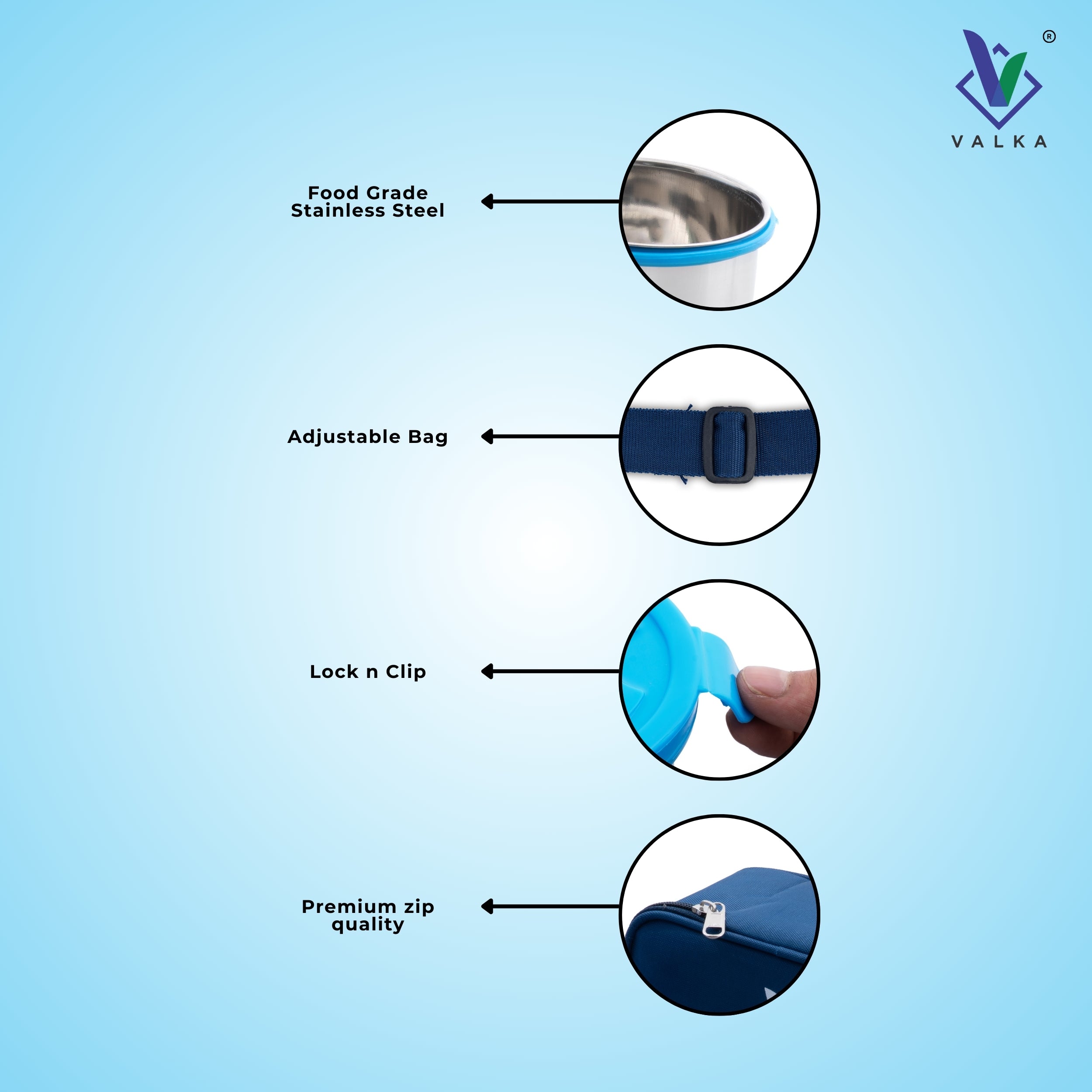 Valka Fresh steelo lunchbox for office , school , kids , men , women 3 Containers Lunch Box (1400 ml, Thermoware)