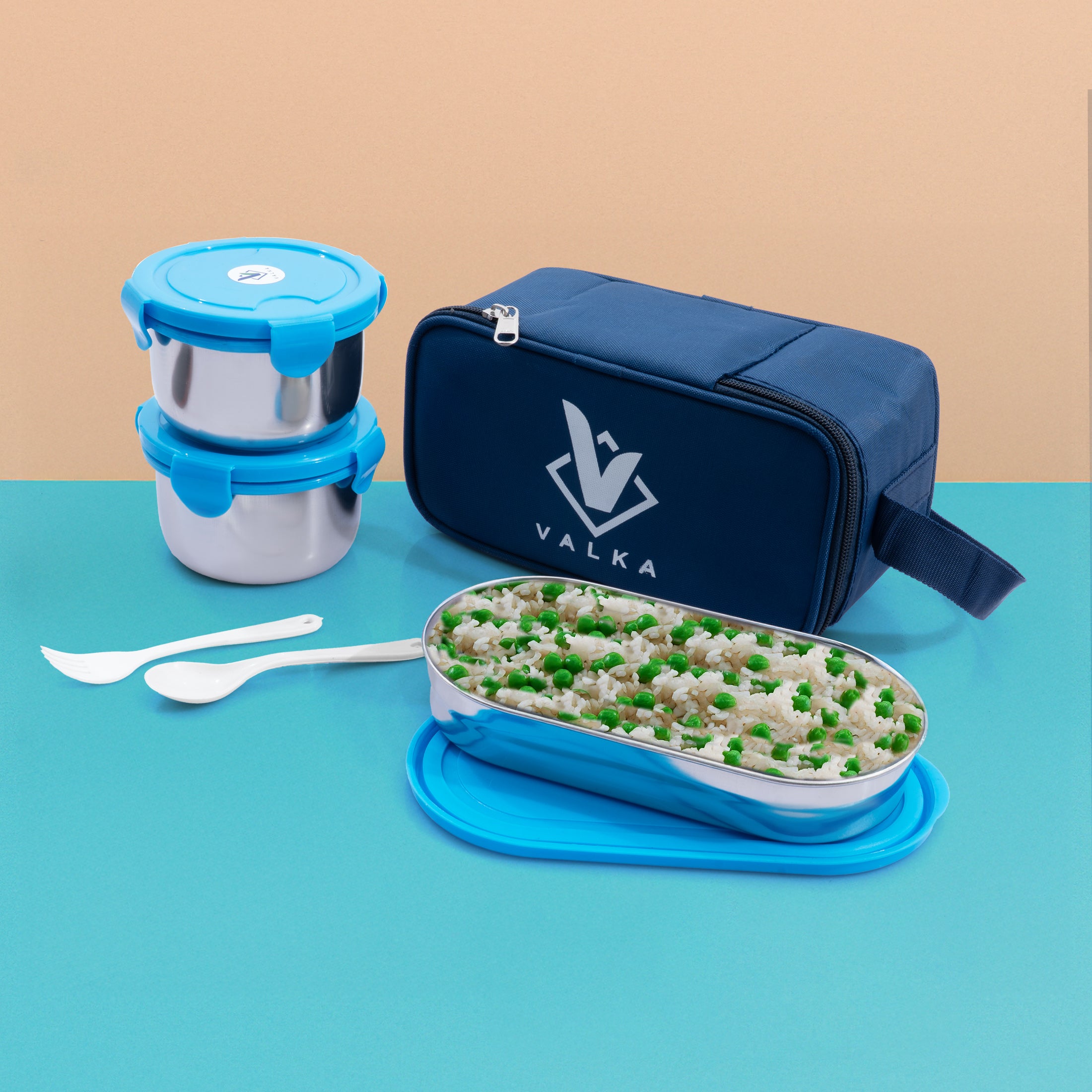 Valka Fresh steelo lunchbox for office , school , kids , men , women 3 Containers Lunch Box (1400 ml, Thermoware)